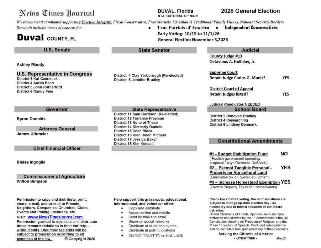 Duval General Election Voter Guide 2026