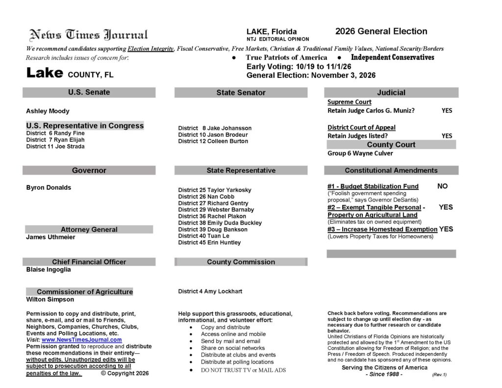 Lake County Florida General Election Voter Guide 2026