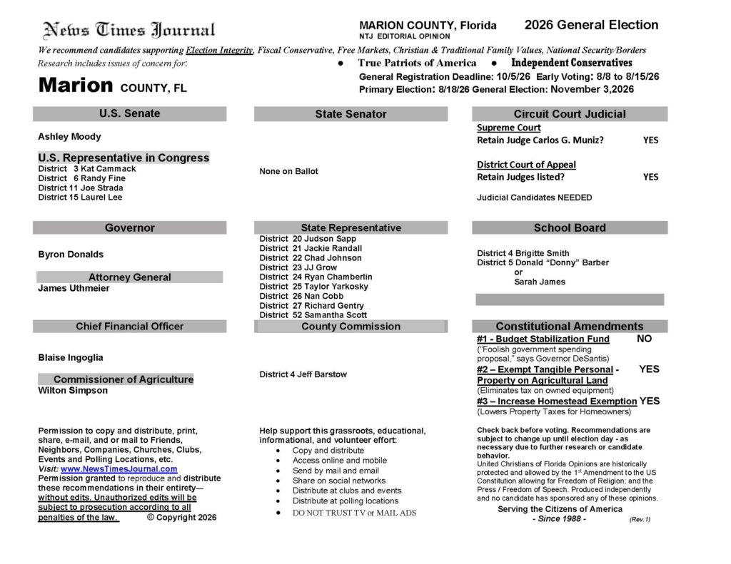 Marion County Florida General Election Voter Guide 2026