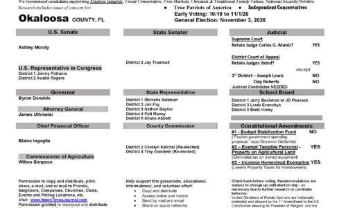 Okaloosa County Florida General Election Voter Guide 2026