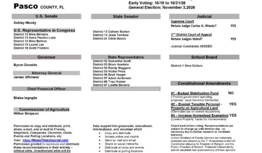 Pasco County Florida General Election Voter Guide 2026