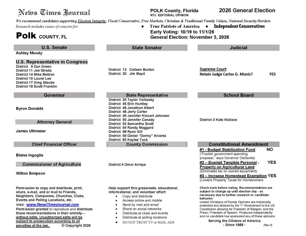 Polk County Florida General Election Voter Guide 2026