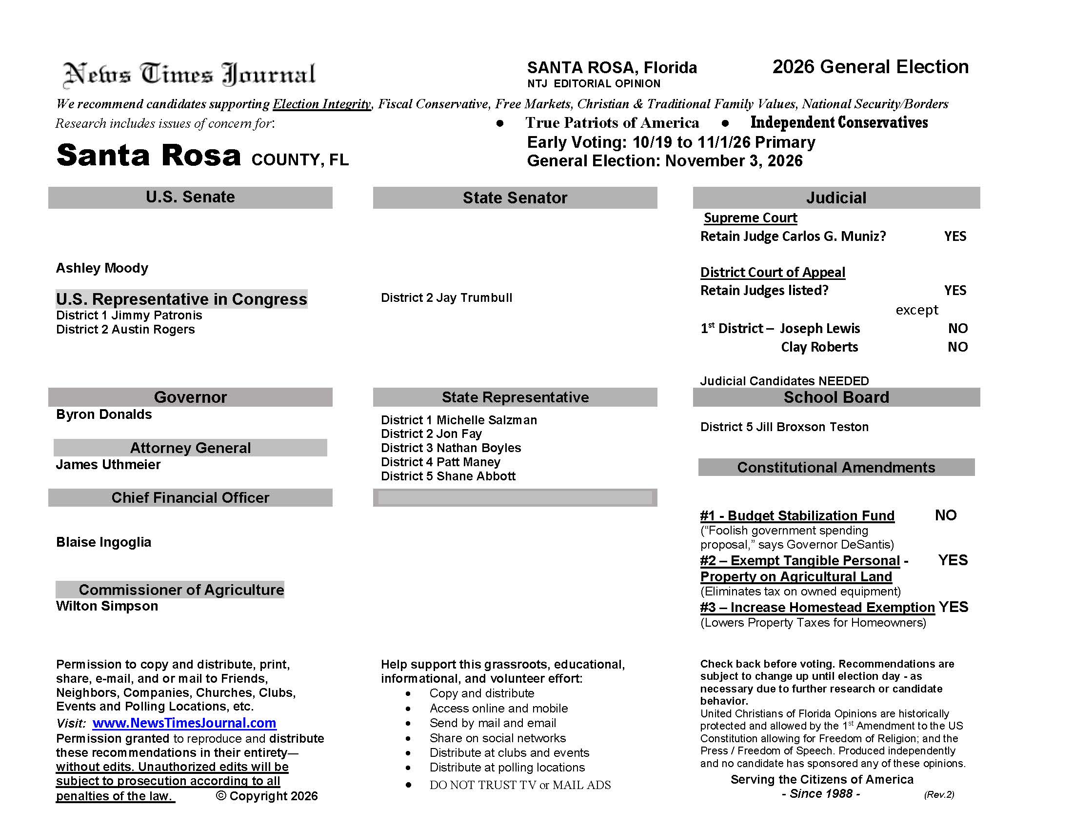 FL Santa Rosa 2026 Election