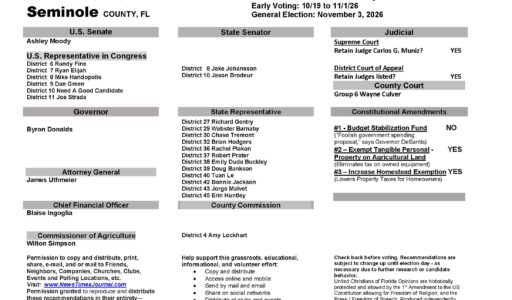 Seminole County Florida General Election Voter Guide 2026