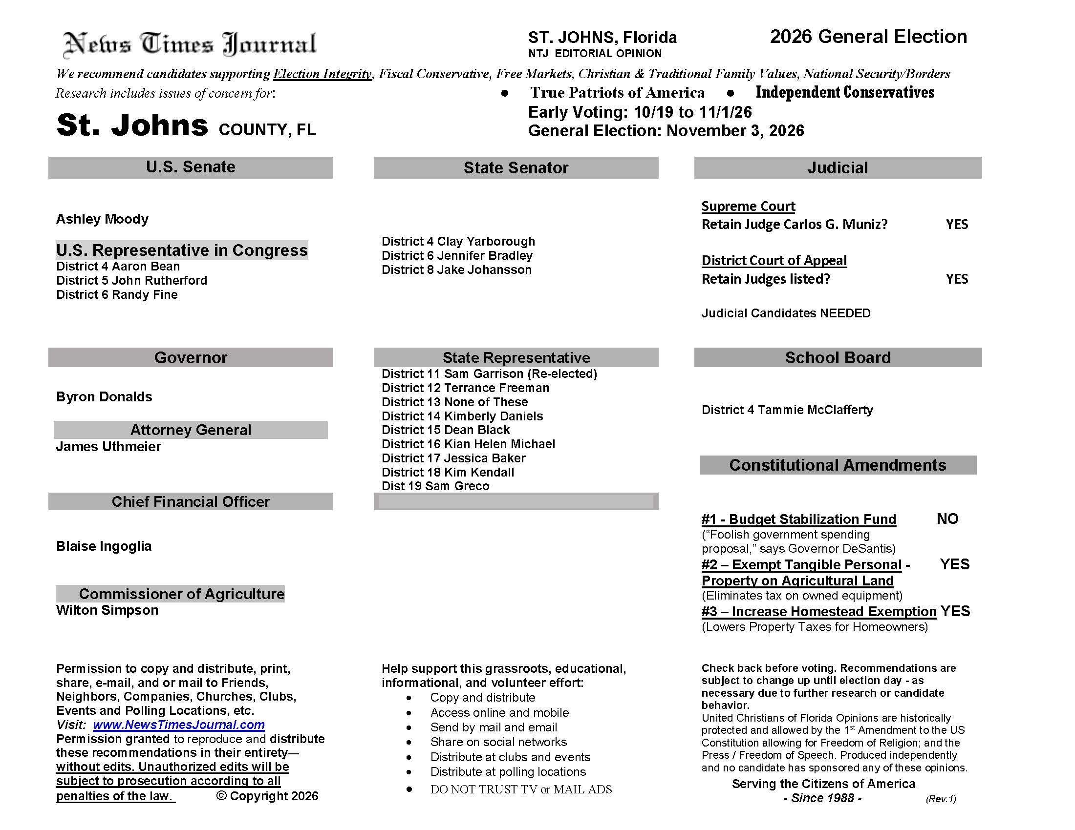 FL St. Johns 2026 Election