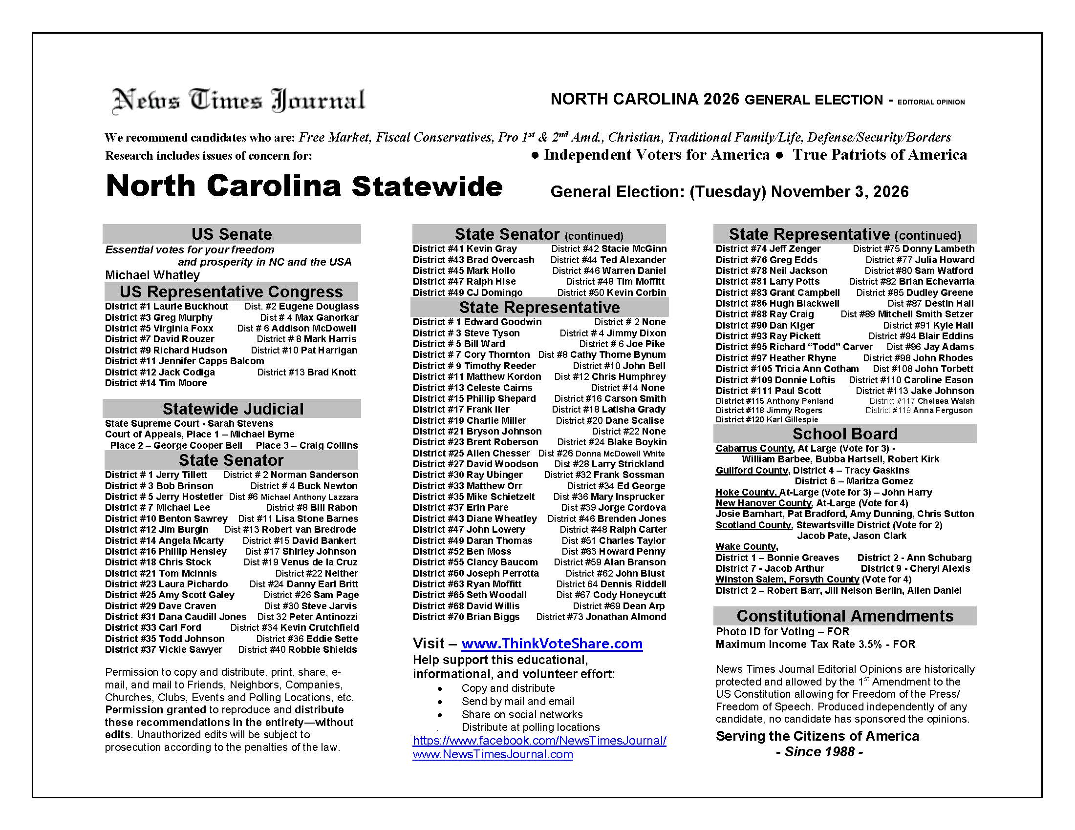 North Carolina Voter Guide 2026